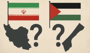 Flaggen von Iran und Gaza