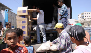 Verteilung von Hilfsgütern in Gaza