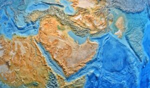 Aufnahme der Erde aus dem Weltall mit der Arabischen Halbinsel im Zentrum